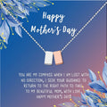 Mother's Day Necklace and Card Set - Silver & Rose Gold Cube Jewelry Gift for Mom