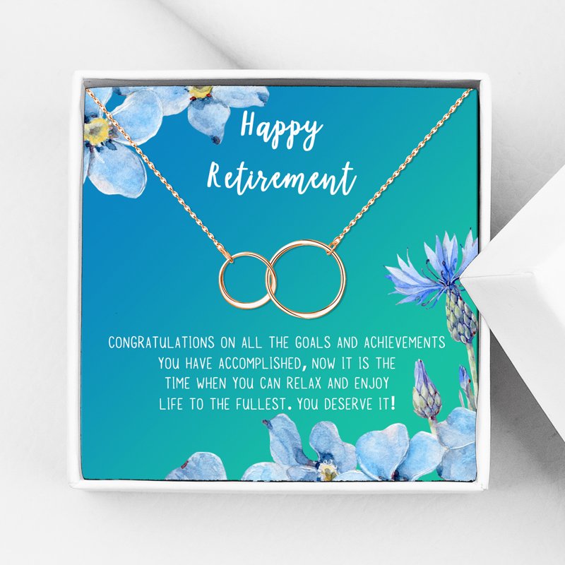 Retirement Gift Necklace for Her - Infinity Double Ring Jewelry - Nurse Teacher Friend Gift