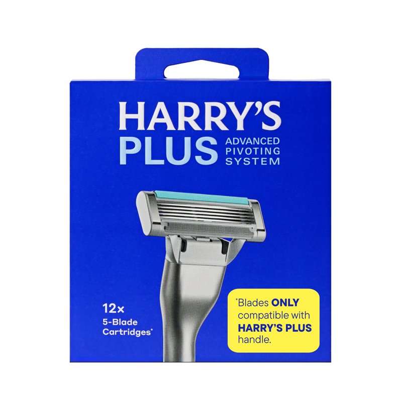 Men's Razor Blade Refills - Compatible with Harry's Plus Razor, 12 Count