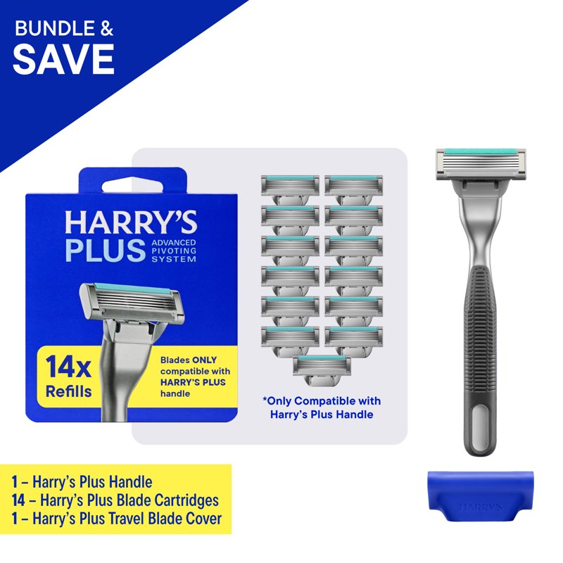 Men's Shaving Kit with Razor Handle & 14 Blades – Comfortable Close Shave