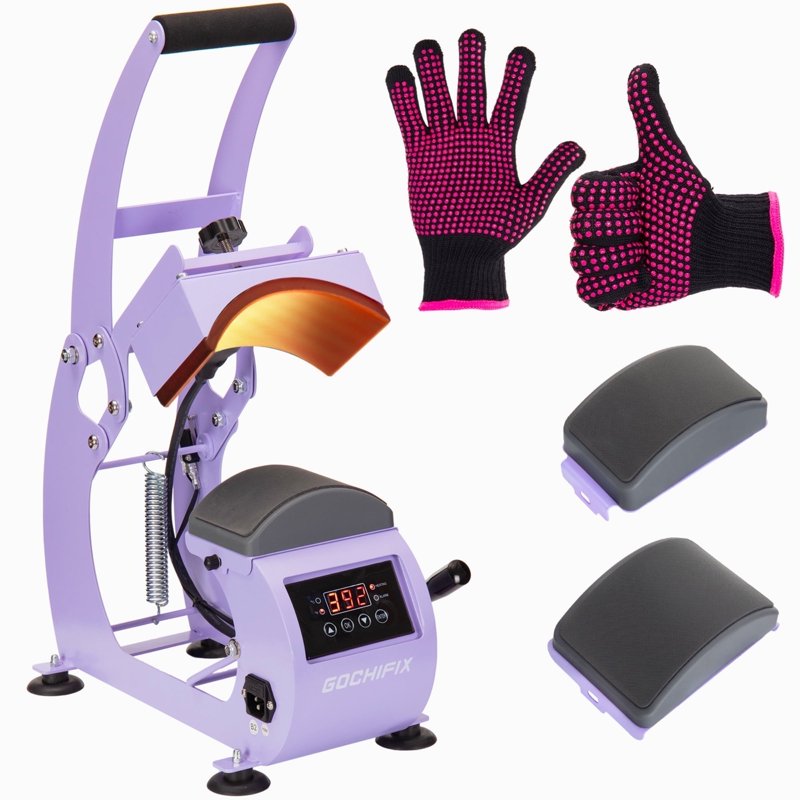 Manual Hat Heat Press Machine with Interchangeable Platens for Caps T-Shirts Sublimation
