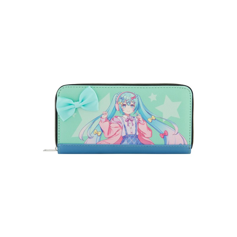 Hatsune Miku Wallet with Zipper, Card and Cash Holder, Clutch with Bow