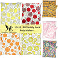 Fruit-Themed Poly Mailers 10x13 Pack - Lemon, Orange & Fruit Designs