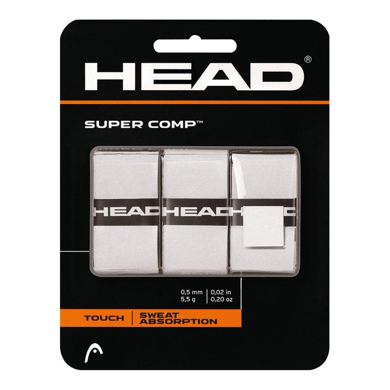 Head Super Comp Grip Overwrap 3-Pack for Tennis & Sports - White, Black, Blue
