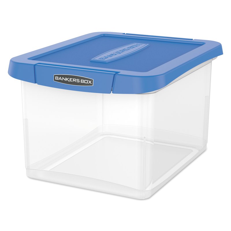 Heavy Duty Plastic File Storage Box 14 x 17.38 x 10.5 Inches Clear Blue 2 Pack
