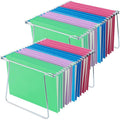 Heavy Duty Steel Hanging File Frame - Adjustable Letter Size Organizer, 2 Pack