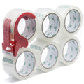 Heavy Duty Clear Packing Tape with Dispenser - 6 Rolls, 360 Yards, 2.4 Mil Thick, 1.88 Inch Wide for Shipping & Moving
