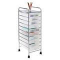 Multi-Color Rolling Craft Cart with 10 Clear Drawers and Lockable Wheels