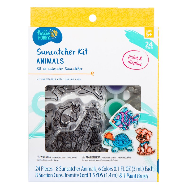 Kids Suncatcher Art Kit - Customizable Plastic Window Decorations, 8 Pack