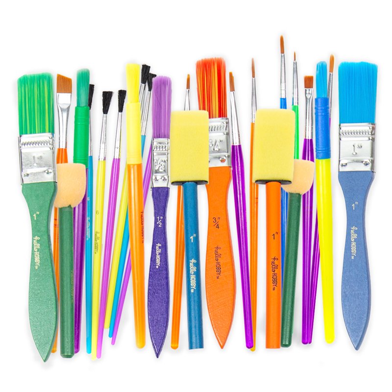 Assorted Paint Brushes Set - 25 Pieces for Arts & Crafts