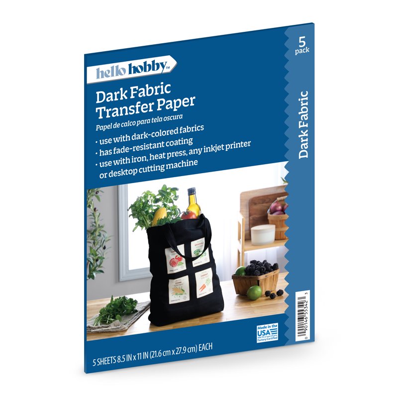 Dark Fabric Transfer Paper for Inkjet Printers - 8.5x11 Inches, Multiple Sheets