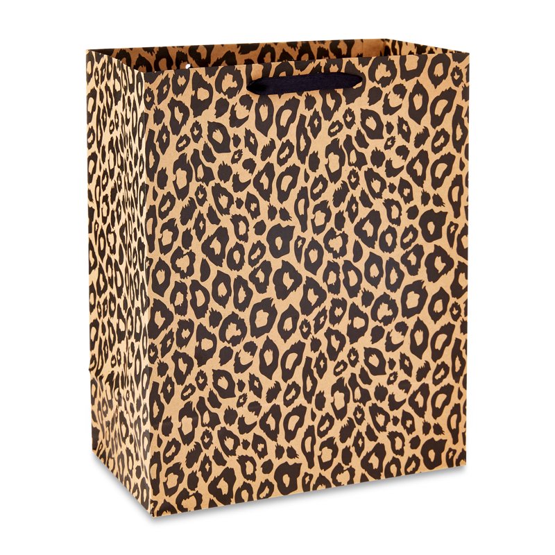 Large Brown Leopard Gift Bags - 8x10 Inch, Set of 7 for Crafts & Events