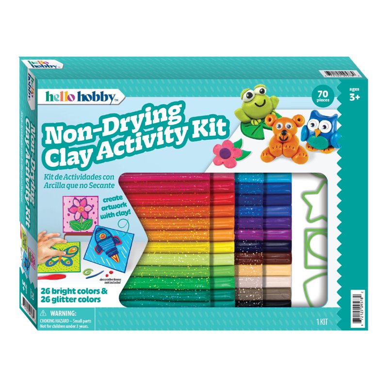 Non-Drying Modeling Clay Kit for Kids - 70+ Bright & Glitter Colors, Reusable Arts & Crafts Set