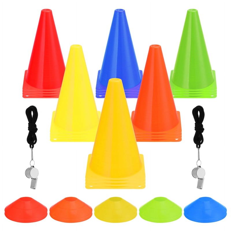 Sports Training Cones Set 24 Training Cones + 10 Disc Cones for Soccer Drills