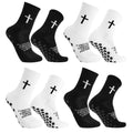 Hengguang 4-Pair Cross Grip Soccer Socks, US 7-11, Anti-Slip Training Socks - White & Black