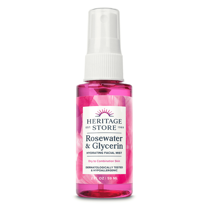 Heritage Store Rosewater & Glycerin Facial Mist - Hydrating & Refreshing Spray for Skin & Hair