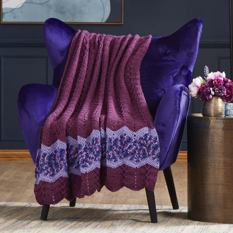 Northern Lights Afghan Crochet Kit - Easy Ripple Pattern with Multicolor Yarn