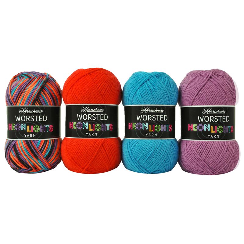 Neon Lights Yarn Pack - Bright Colorful Worsted Acrylic Yarn for Crafts