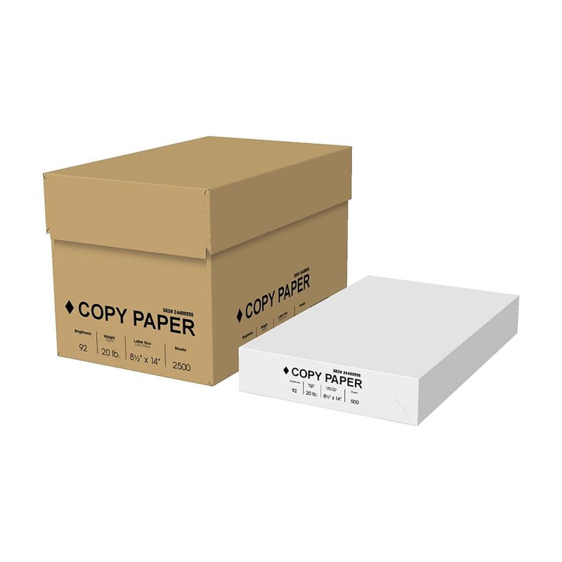 Legal Size Copy Paper 8.5 x 14 Inches, 20 lb, Brightness 92, 500 Sheets Ream - Pack of 5