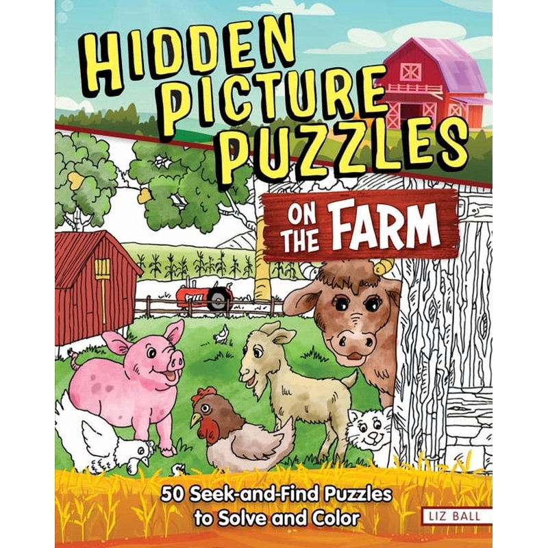 Farm Hidden Object Puzzles for Kids - 50 Seek-and-Find Coloring Activity Book