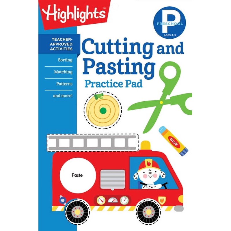 Preschool Cutting and Pasting Practice Pad - Fine Motor Skills Activity Book for Kids