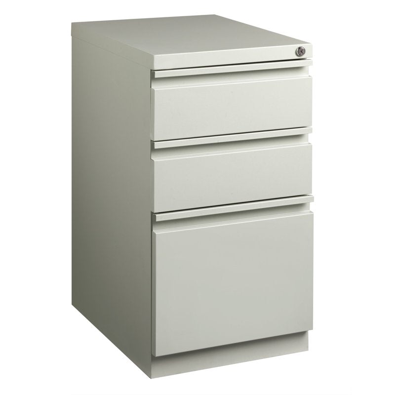 20-Inch Metal Mobile Pedestal File Cabinet with 3 Drawers - Light Gray
