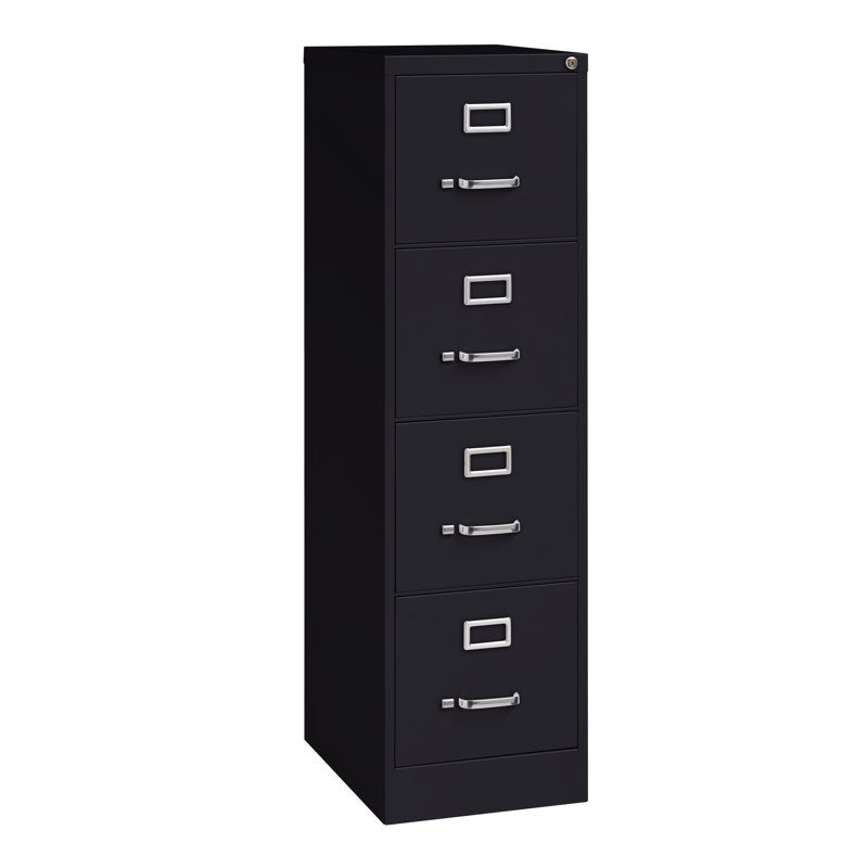 Hirsh 4-Drawer Locking Metal File Cabinet - Letter Size, 22" Deep, Black