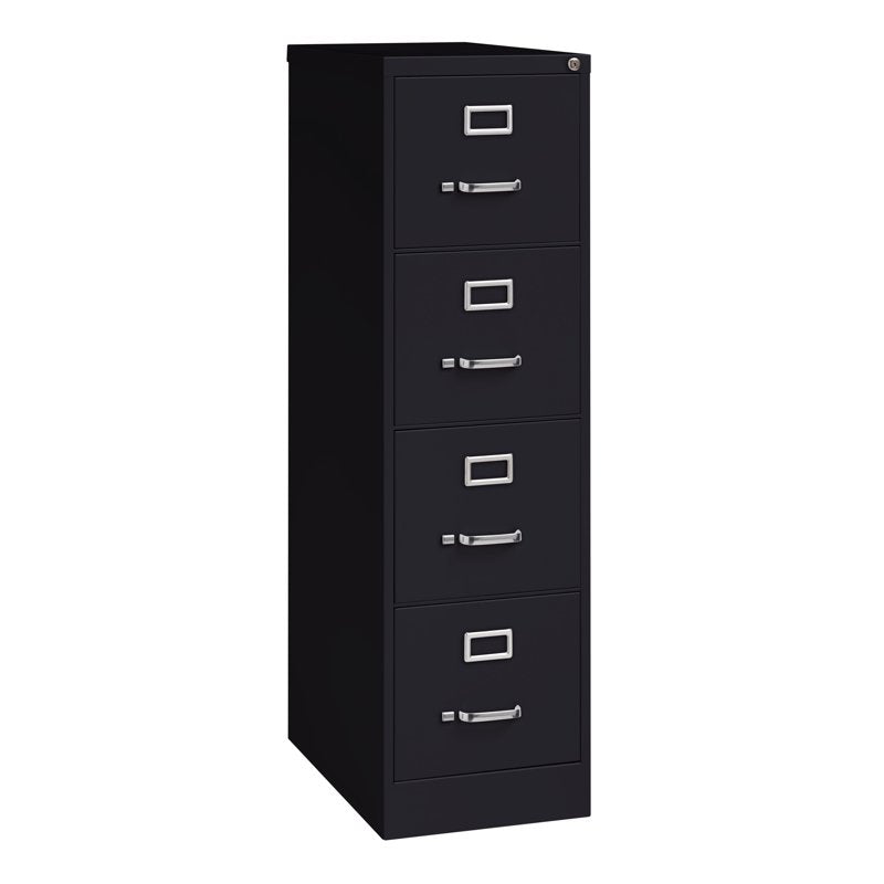 25-Inch Deep Metal Vertical File Cabinet with 4 Drawers Black - Commercial Grade Office Storage
