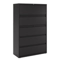 42-Inch Wide Metal 5-Drawer Lateral File Cabinet in Black - Heavy Duty Office Storage