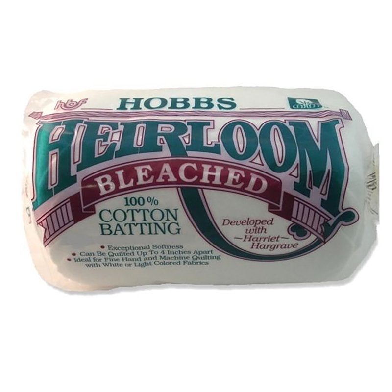 Hobbs Heirloom Bleached Cotton Batting 120x120 Inches for Quilts - King