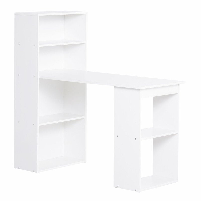 Compact Computer Desk with Bookcase Hutch - Space-Saving Home Office Workstation