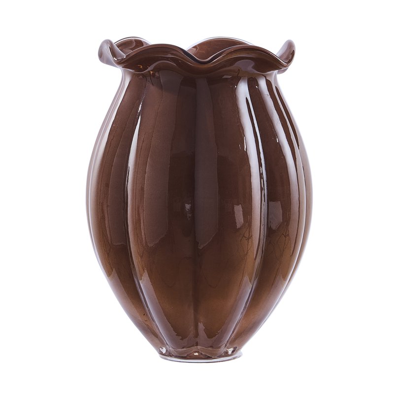 Brown Milky Glass Vase - 9 Inch Decorative Home Accent