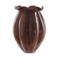 Brown Milky Glass Vase - 9 Inch Decorative Home Accent