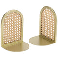 Gold and Natural Rattan Bookends - Decorative Tabletop Accent for Home