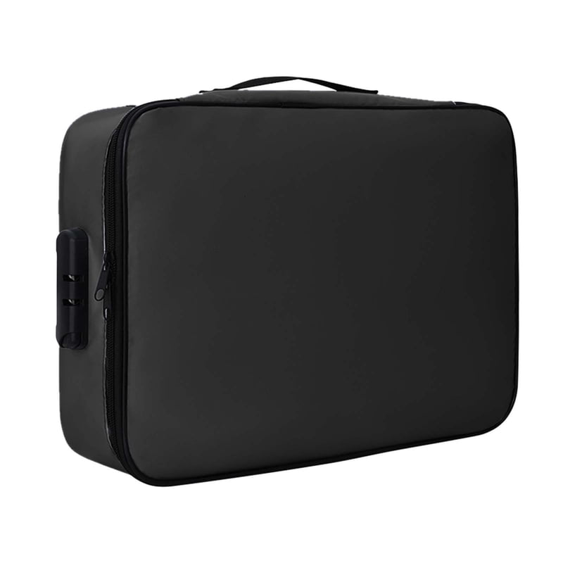 Fireproof Waterproof Document Safe Box with Lock & Collapsible Travel Storage