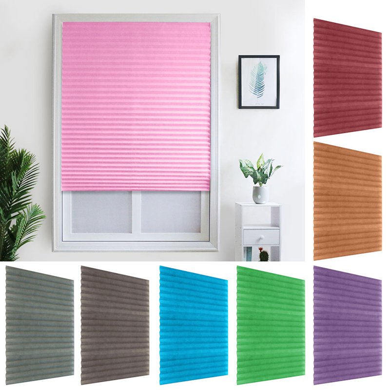 Light Blocking Pleated Window Shades with Clips - Blackout Curtains for Kitchen & Bathroom