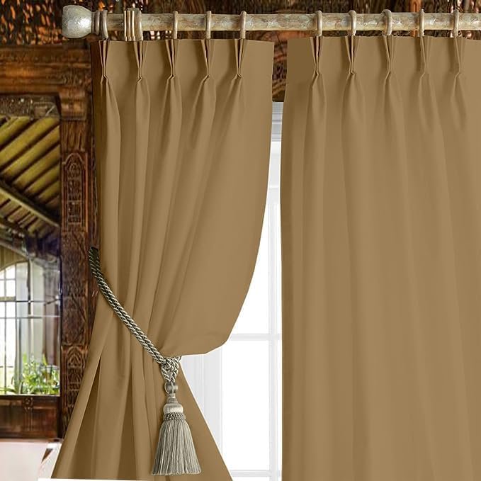 Blackout Pinch Pleat Curtains with Thermal Insulation - Room Darkening Drapes