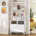 Vertical File Cabinet with Charging Station and Lock - Large Drawer for Letter A4 Legal Files, Home Office Storage, White