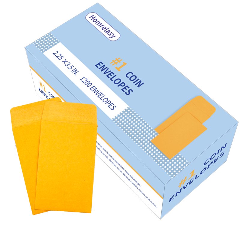 Mini Kraft Coin Envelopes with Gummed Flap, 1200 Pack 2.25 x 3.5 Inches