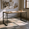 55-Inch Folding Craft and Work Table - Portable Rustic Wood Desk for Sewing, DIY, Home Office