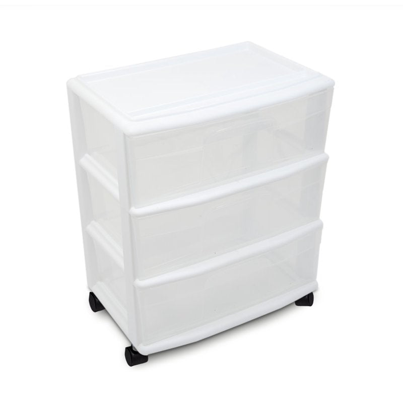 Homz 3-Drawer Storage Cart with Casters - Clear Plastic Home & Office Organizer