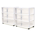 Small Rolling Storage Cart with 3 Clear Drawers, Space-Saving Organizer
