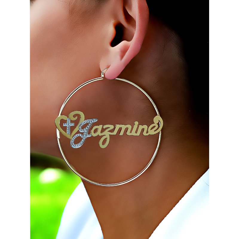 Personalized Hoop Name Earrings - Religious Jewelry for Women, Gold or Silver Plated