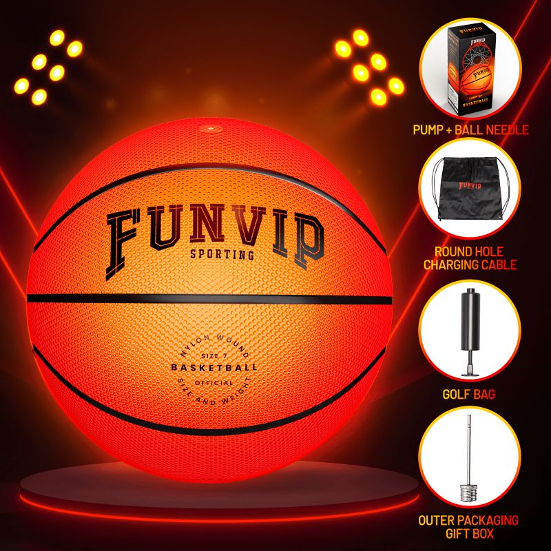 Glow in The Dark Basketball - LED Light Up Outdoor Sports Toy for Kids and Teens