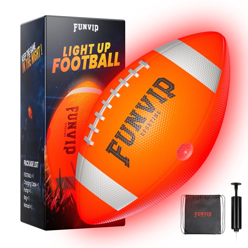 Glow in the Dark Football Size 6 LED Light Up Outdoor Sports Toy