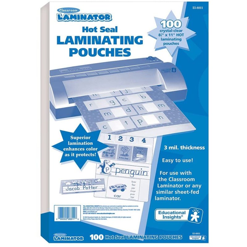 Classroom Laminating Pouches 8.5 x 11 Inches, 100-Pack for Educational Use