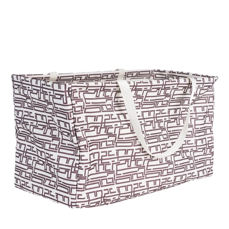 Water-Resistant Canvas Utility Tote with Handles & Geometric Pattern, 22x13x11 in