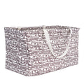 Water-Resistant Canvas Utility Tote with Handles & Geometric Pattern, 22x13x11 in
