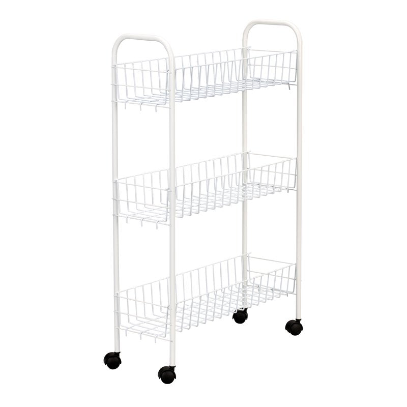 Slimline 3-Shelf Utility Cart for Laundry and Storage, Mobile Steel Organizer