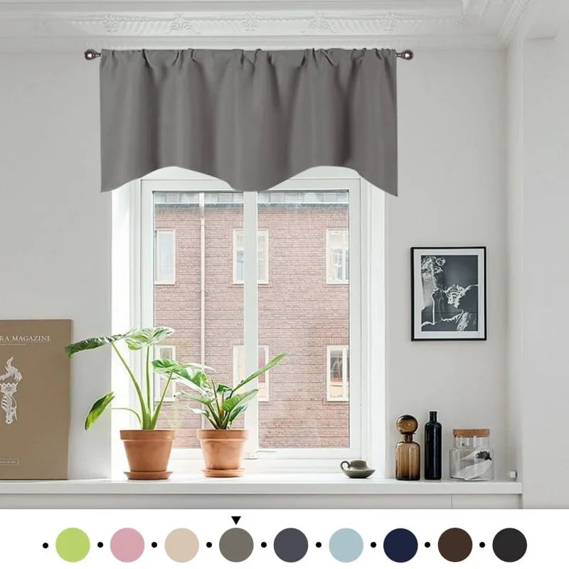 Solid Color Polyester Valance Curtains with Rod Pocket - Light Gray